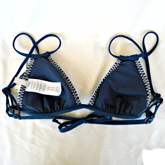 ❤️5/$15💚 Lucky Brand Boho Strappy Floral Embroidery Triangle Bikini Top - Picture 3 of 6